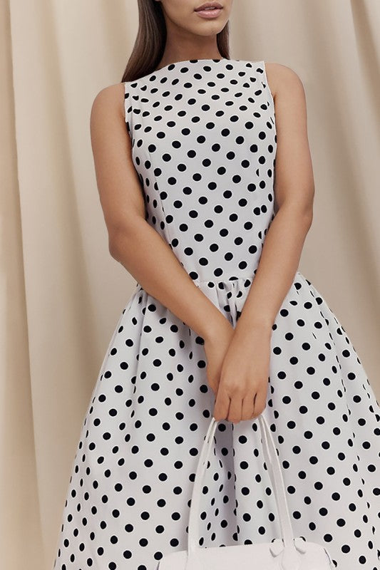 Polka Dot Sleeveless A-line Dress