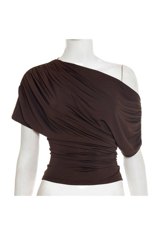 One-shoulder Draped T-shirt