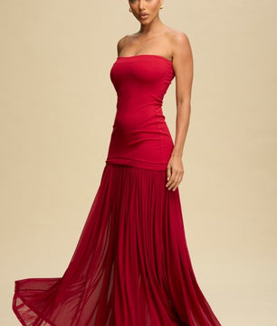 Tube Maxi Dress  Shirred Chiffon