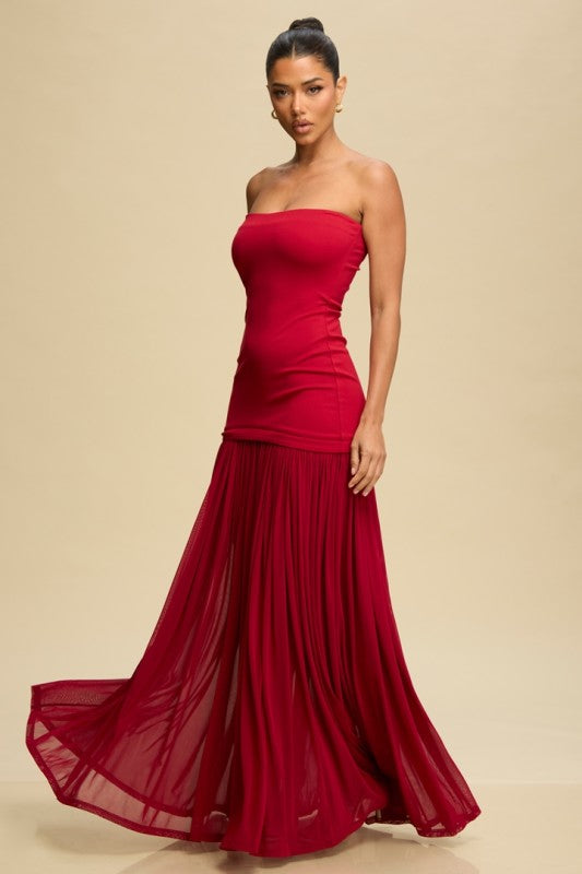 Tube Maxi Dress  Shirred Chiffon