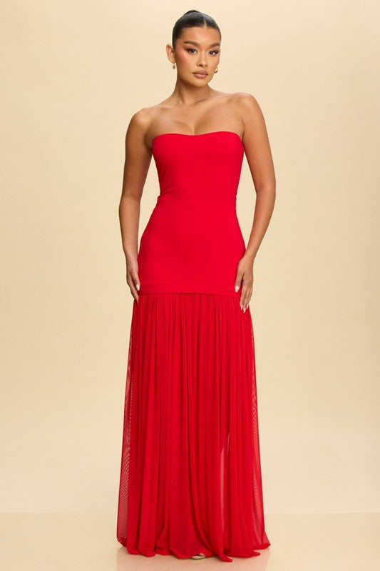 Tube Maxi Dress  Shirred Chiffon