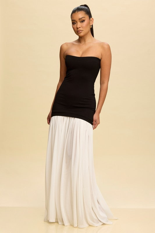 Tube Maxi Dress  Shirred Chiffon