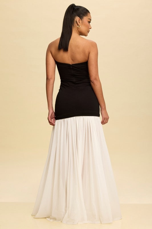 Tube Maxi Dress  Shirred Chiffon