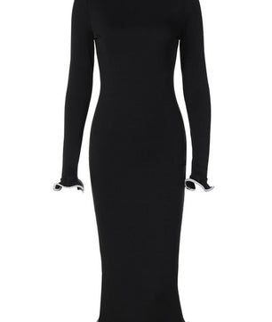 Long Sleeve Bodycon Maxi Dress With Flared Hem