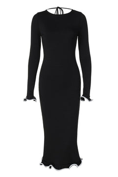 Long Sleeve Bodycon Maxi Dress With Flared Hem
