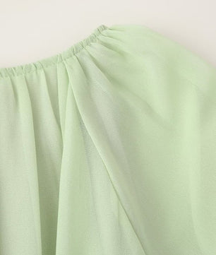 LAYERED RUFFLED FLARE SLEEVES DRESS