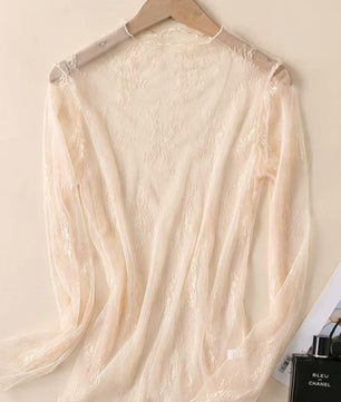 LACE MESH SHEER TOP