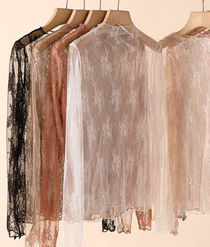 LACE MESH SHEER TOP