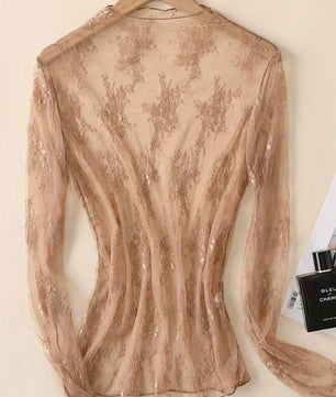 LACE MESH SHEER TOP