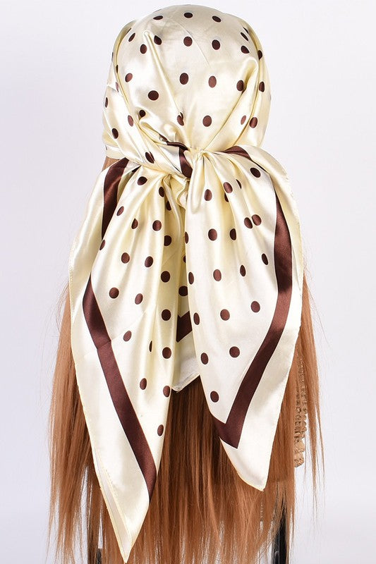 Polka Dot Faux Silk Square Scarf