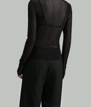 Sheer Turtleneck Long Sleeve Blouse