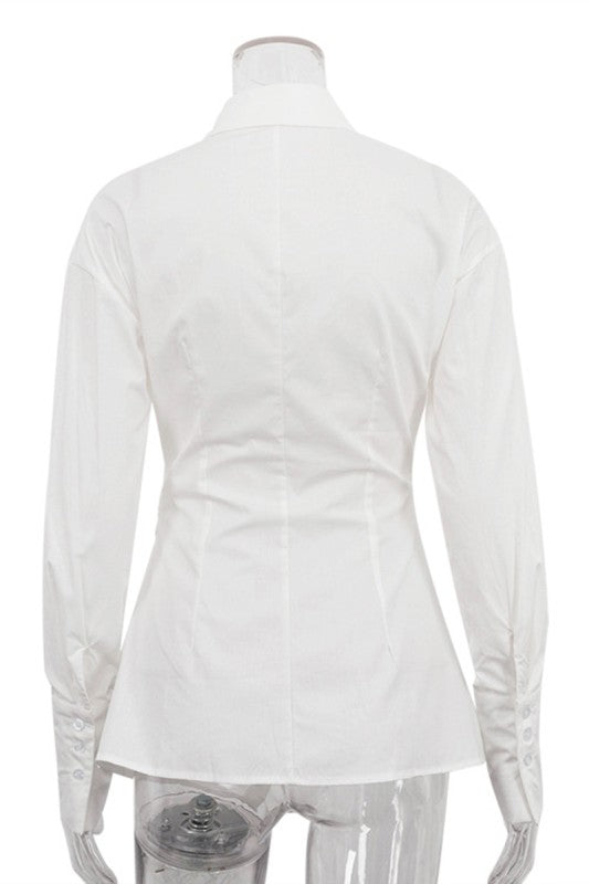 Asymmetrical Button-up White Shirt