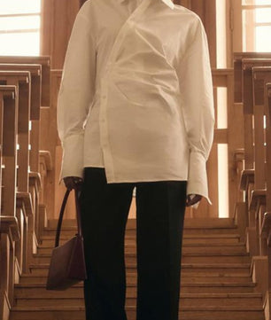Asymmetrical Button-up White Shirt