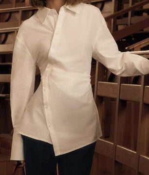 Asymmetrical Button-up White Shirt