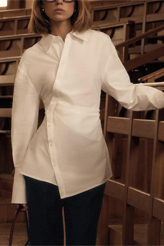 Asymmetrical Button-up White Shirt
