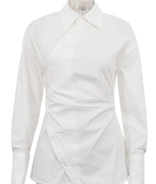 Asymmetrical Button-up White Shirt