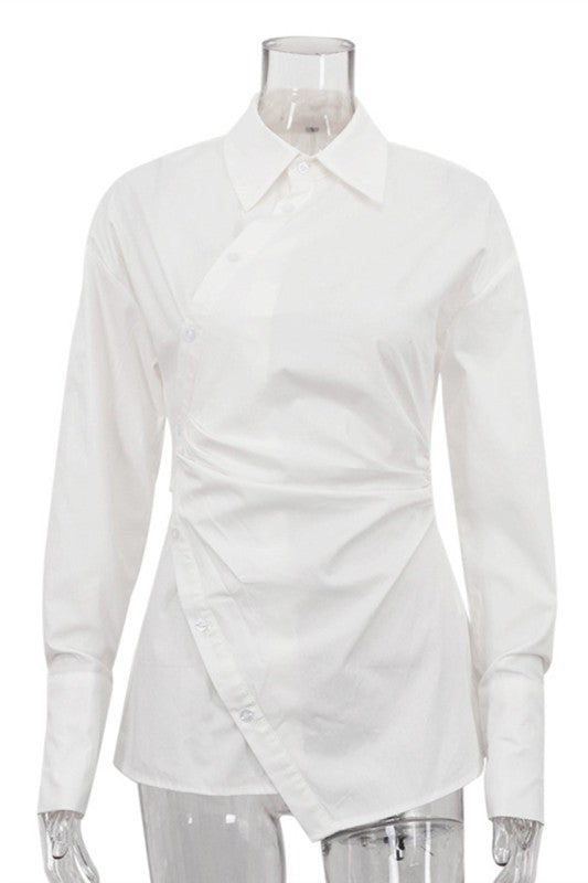 Asymmetrical Button-up White Shirt