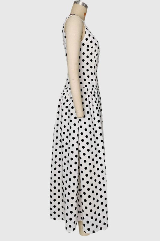 Polka Dot Sleeveless A-line Dress