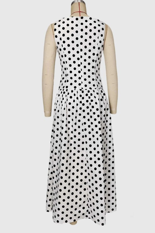 Polka Dot Sleeveless A-line Dress