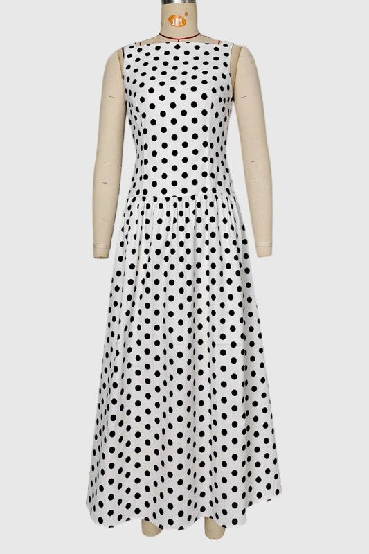 Polka Dot Sleeveless A-line Dress