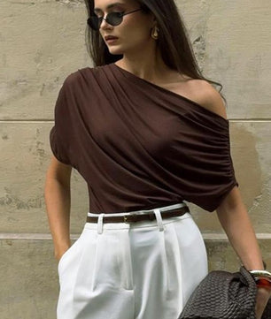 One-shoulder Draped T-shirt