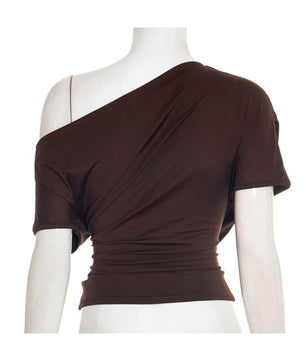 One-shoulder Draped T-shirt