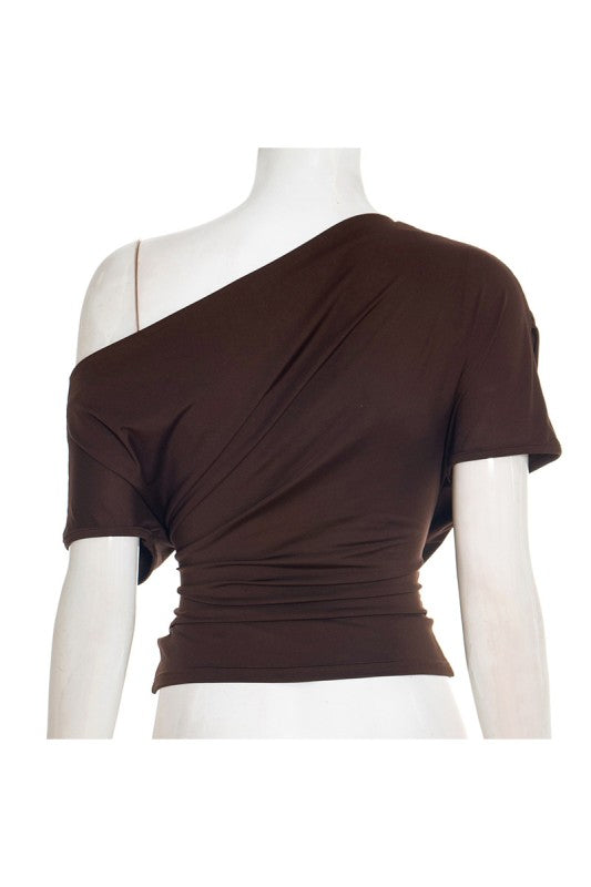 One-shoulder Draped T-shirt
