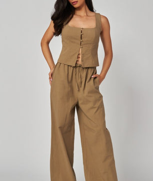 Linen Wide Leg Drawstring Pants