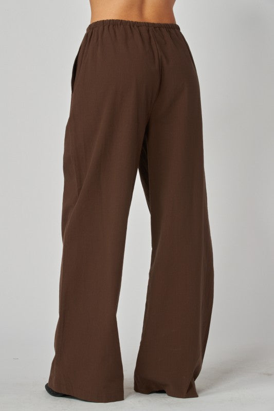 Linen Wide Leg Drawstring Pants