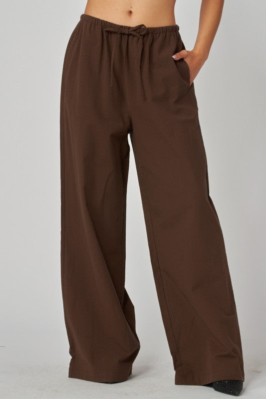 Linen Wide Leg Drawstring Pants