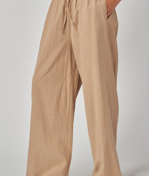 Linen Wide Leg Drawstring Pants