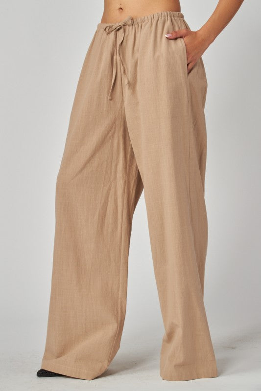 Linen Wide Leg Drawstring Pants