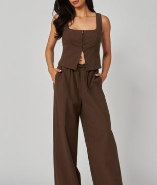 Linen Wide Leg Drawstring Pants