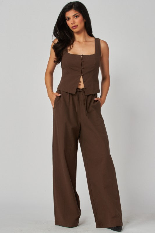 Linen Wide Leg Drawstring Pants