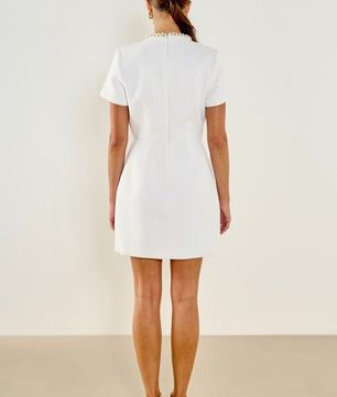 Tweed Beaded Chain Short-sleeved Dress