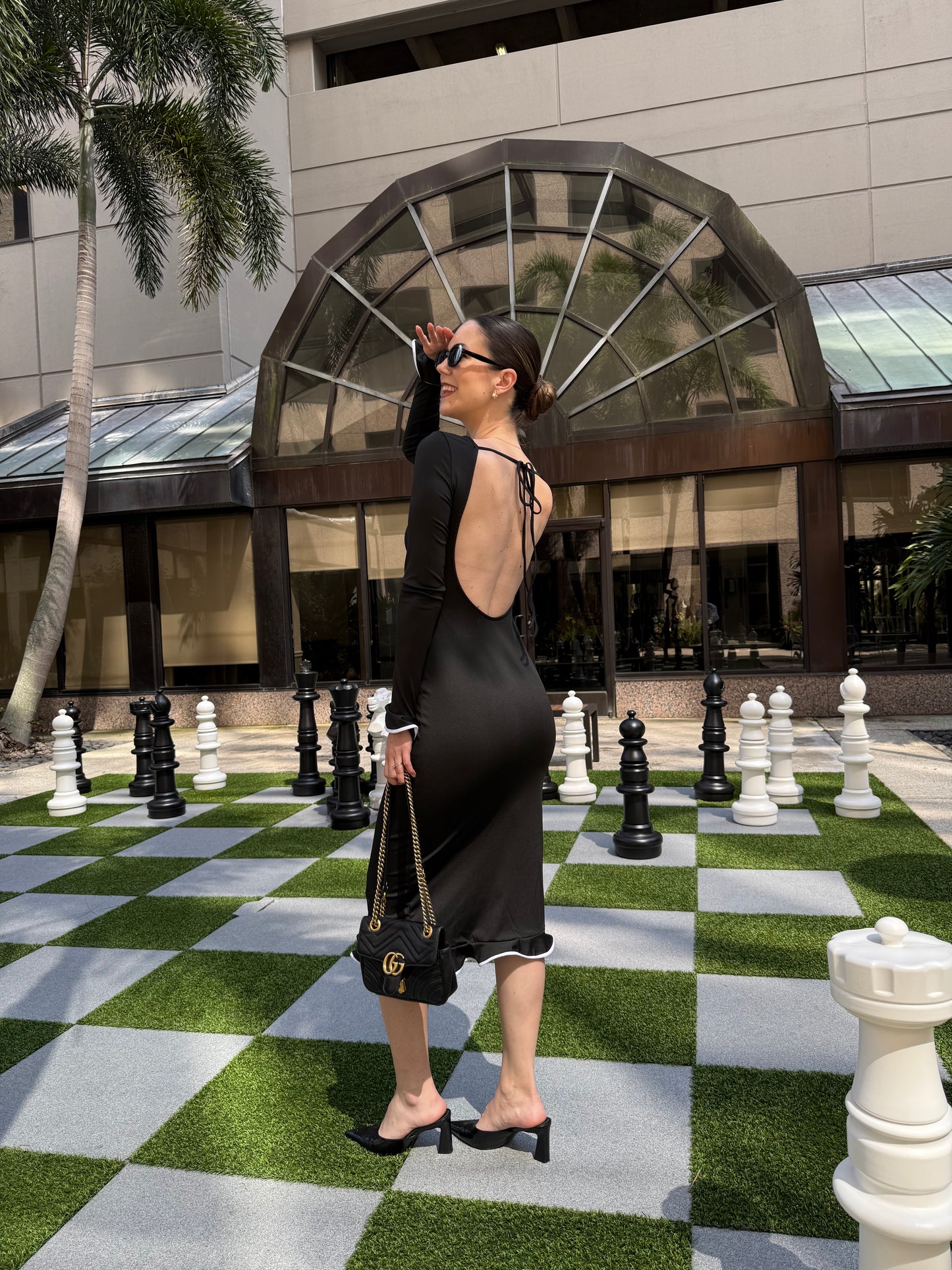 Long Sleeve Bodycon Maxi Dress With Flared Hem