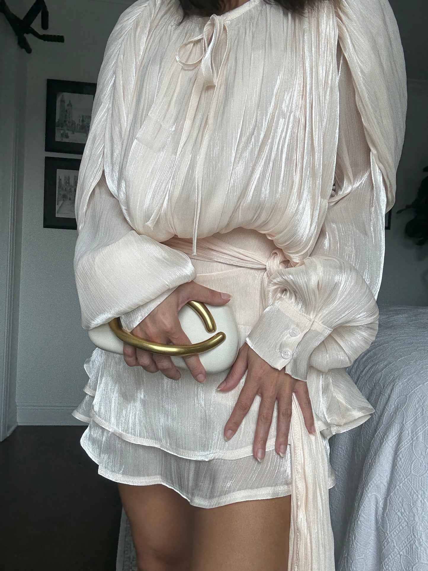 Pleated Belted Mini Dress