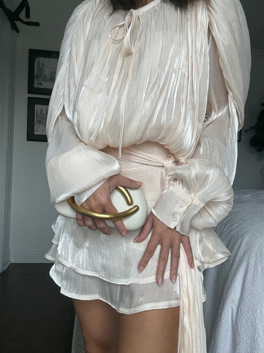 Pleated Belted Mini Dress