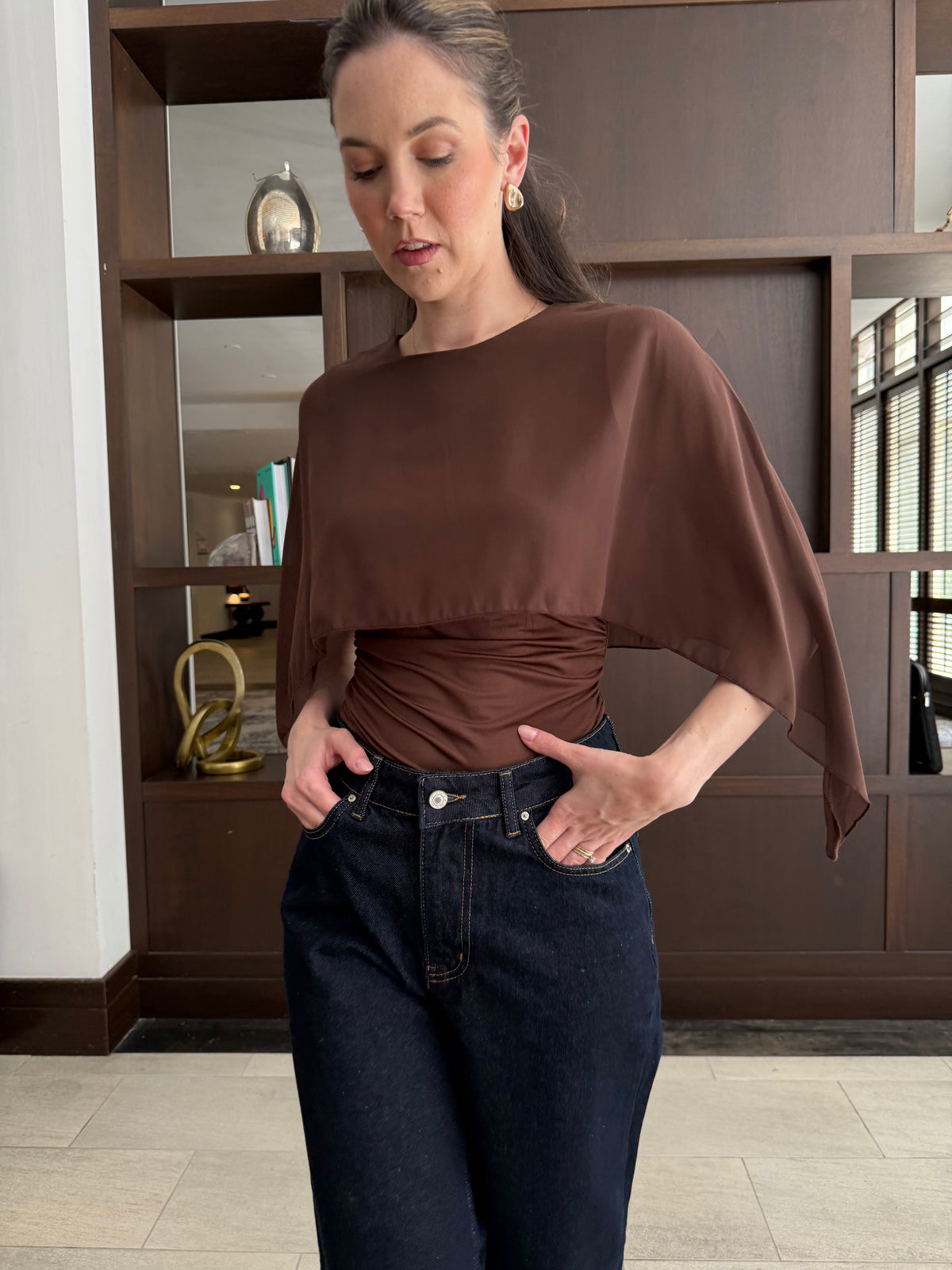 Elegant Cape Sleeve Top