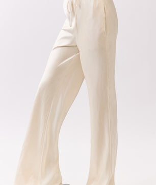 Satin Drawstring Wide Pants