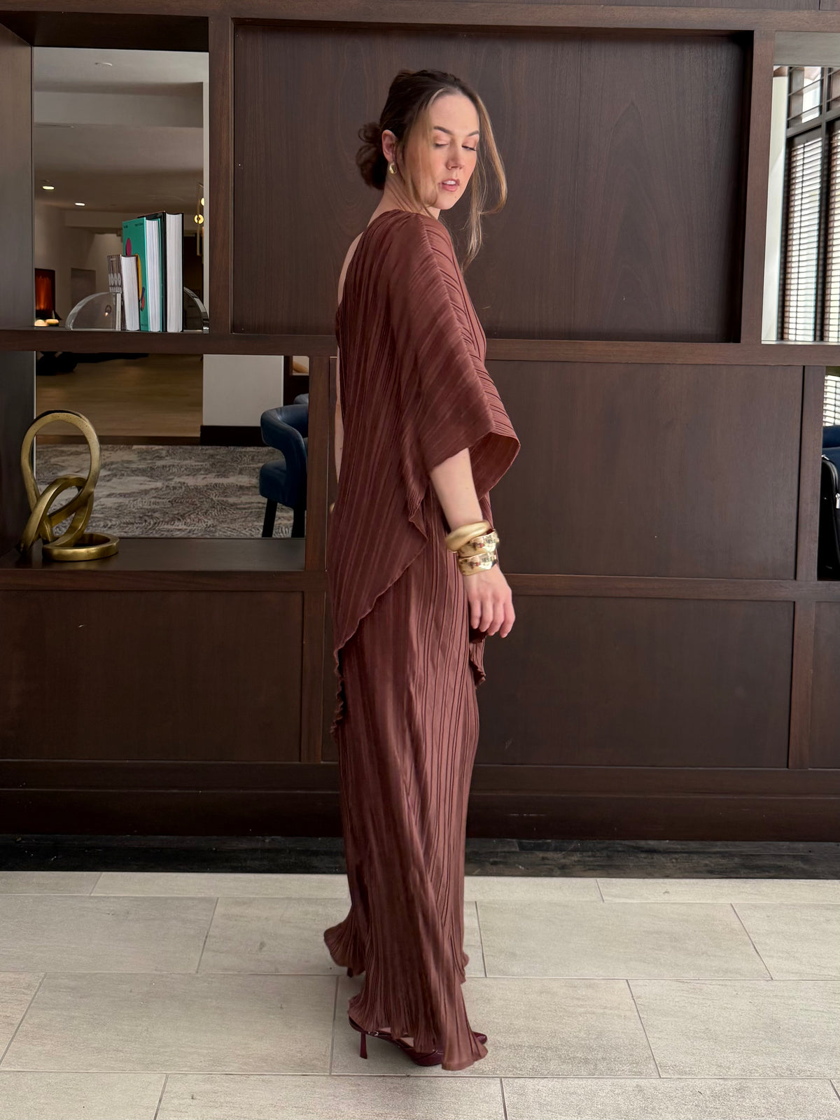 Pleated One Shoulder Tunic Top And Pant Set
