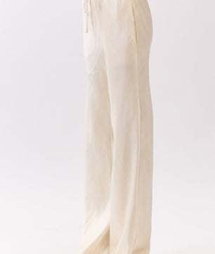 Satin Drawstring Wide Pants