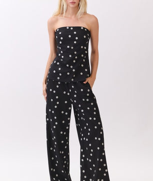 Polka Dot Linen Strapless Set.
