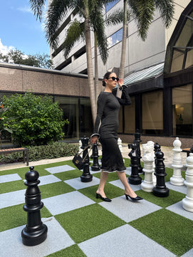 Long Sleeve Bodycon Maxi Dress With Flared Hem