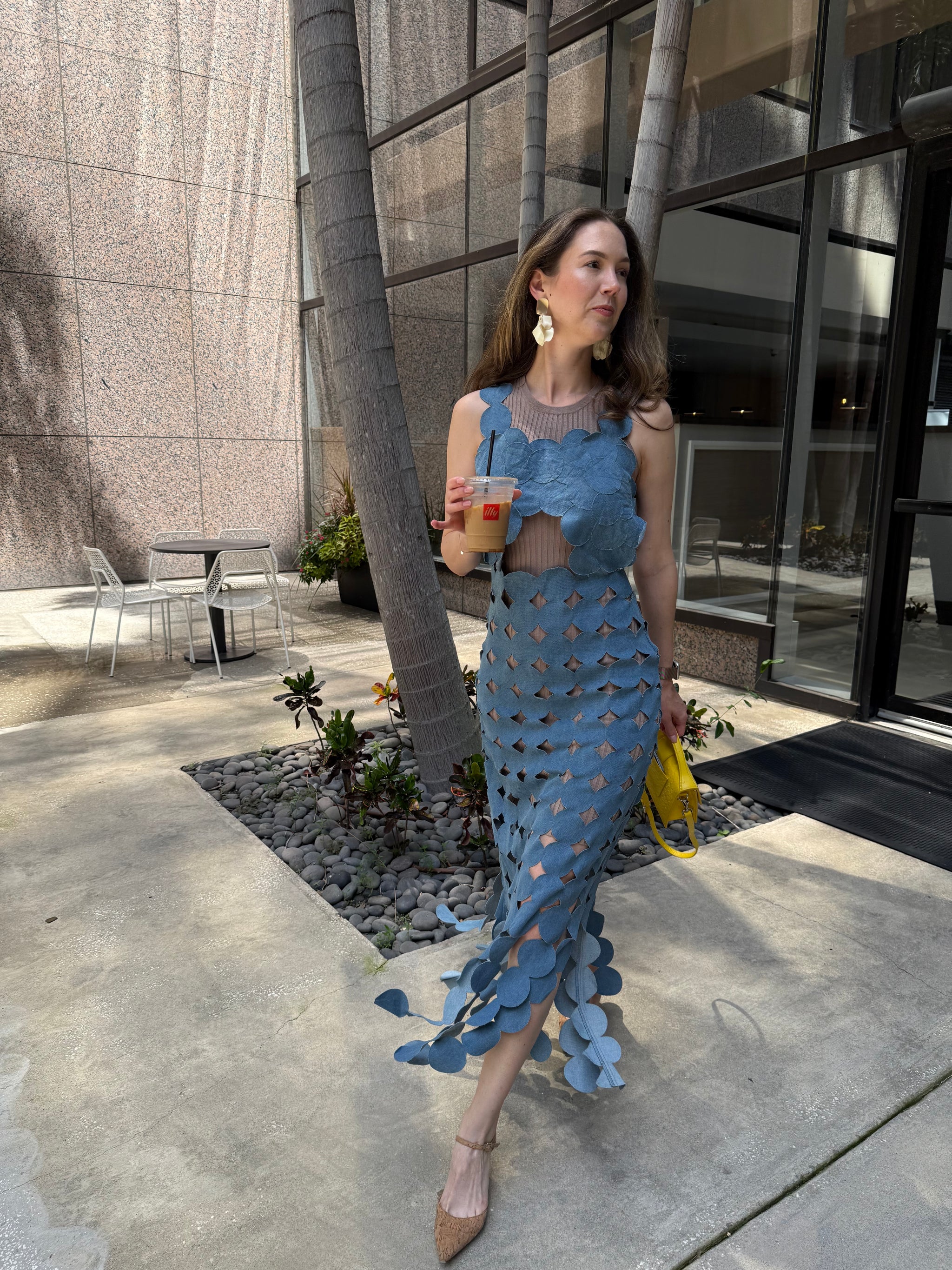 Denim Circle Cutout Halter Maxi Dress | Bold & Chic LC House The Collection Denim Circle Cutout Halter Maxi Dress | Bold & Chic LC House The Collection