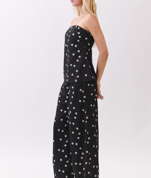 Polka Dot Linen Strapless Set.