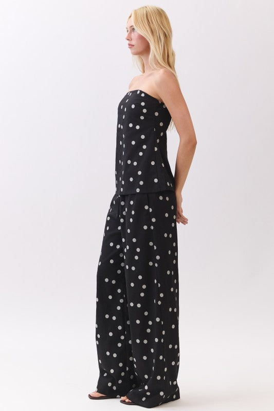 Polka Dot Linen Strapless Set.
