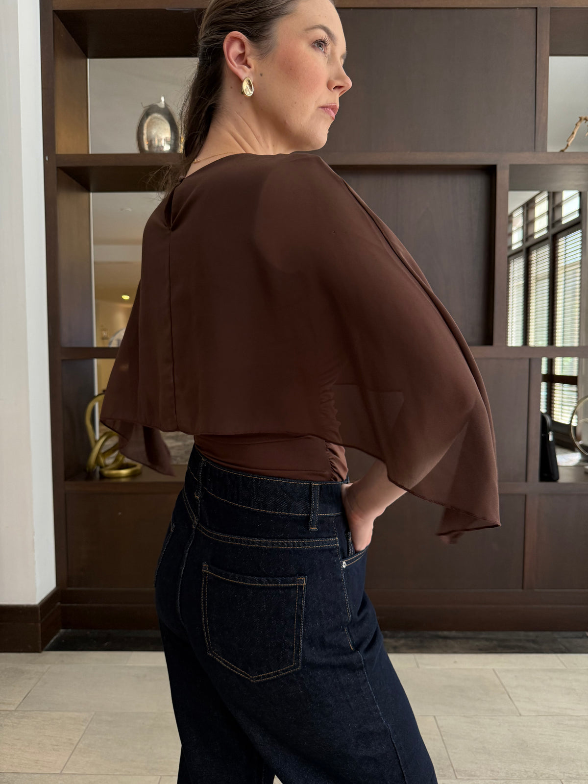 Elegant Cape Sleeve Top