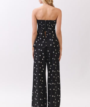 Polka Dot Linen Strapless Set.