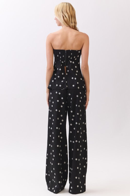 Polka Dot Linen Strapless Set.